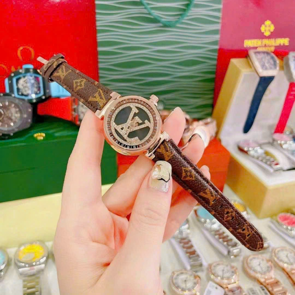 Đông Hồ Nữ louviston dây da mặt xoay,size 30mm, mẫu thời trang trẻ trung,chống nước 3atm, bảo hành 6 tháng