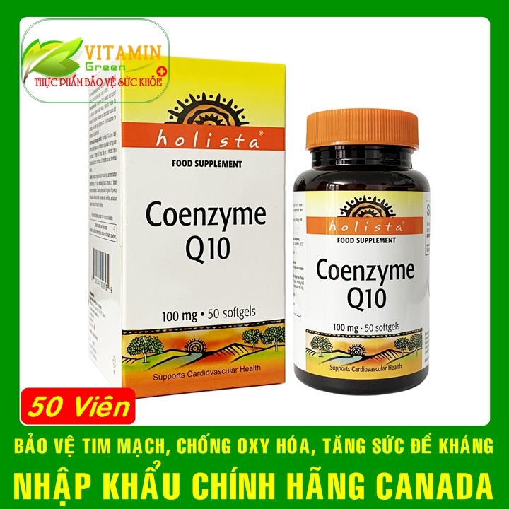 Coenzyme Q10 Holista 100mg bảo vệ tim mạch chống lão hóa (hộp 50 viên) | Nhập khẩu chính hãng CANADA