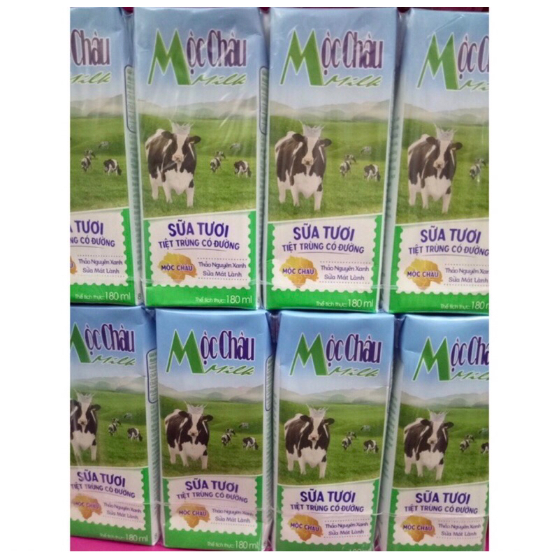 Sữa tươi Mộc châu vỉ 4hop loại 110,180ml
