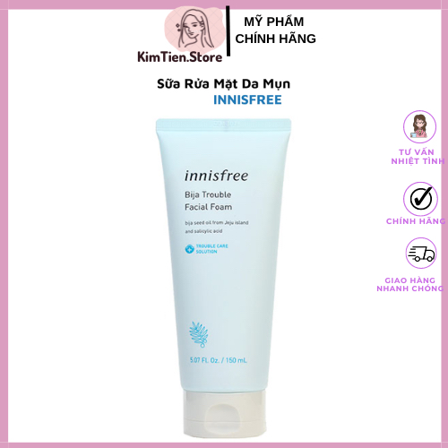 Sữa Rửa Mặt Cho Da Mụn INNISFREE JEJU BIJA TROUBLE FACIAL FOAM 150g