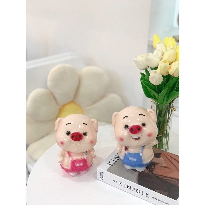 Heo đất cặp đôi tễu yếm lợn đất cute mặc yếm ống tiết kiệm tiền quà tặng siêu xinh TIỆM MẸ SODA