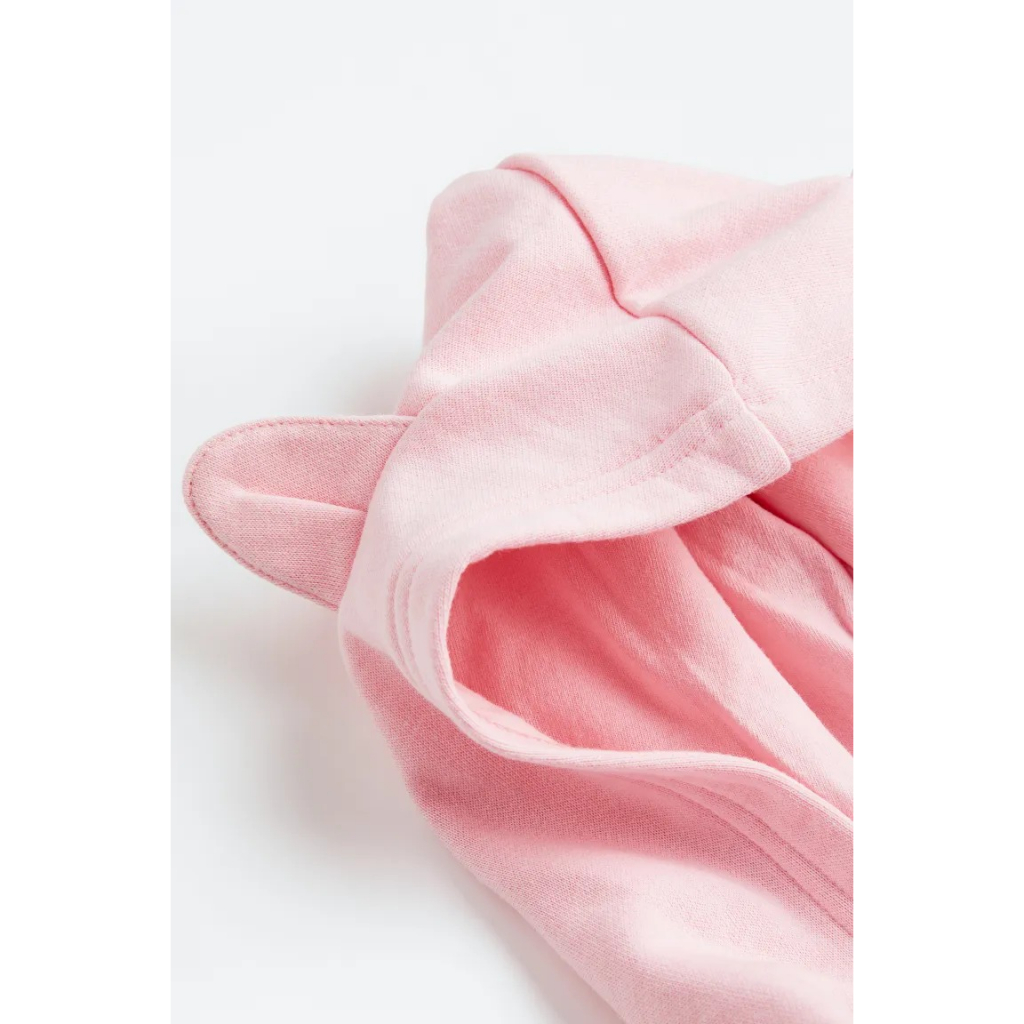 Áo khoác nỉ bông nhung hoodie hồng xám HM H&M_hàng chính hãng authentic