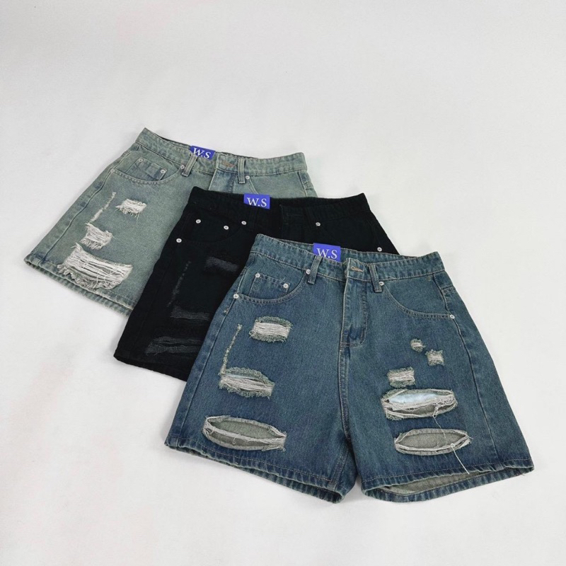 RIPPED V1 SHORTS - quần short jeans trên gối