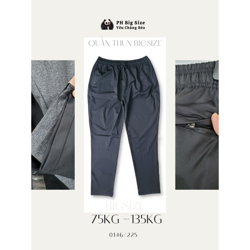 Big size 75kg - 135kg | Quần Dài Thun size lớn size to ngoai cỡ co giãn màu đen cho người béo | 0146