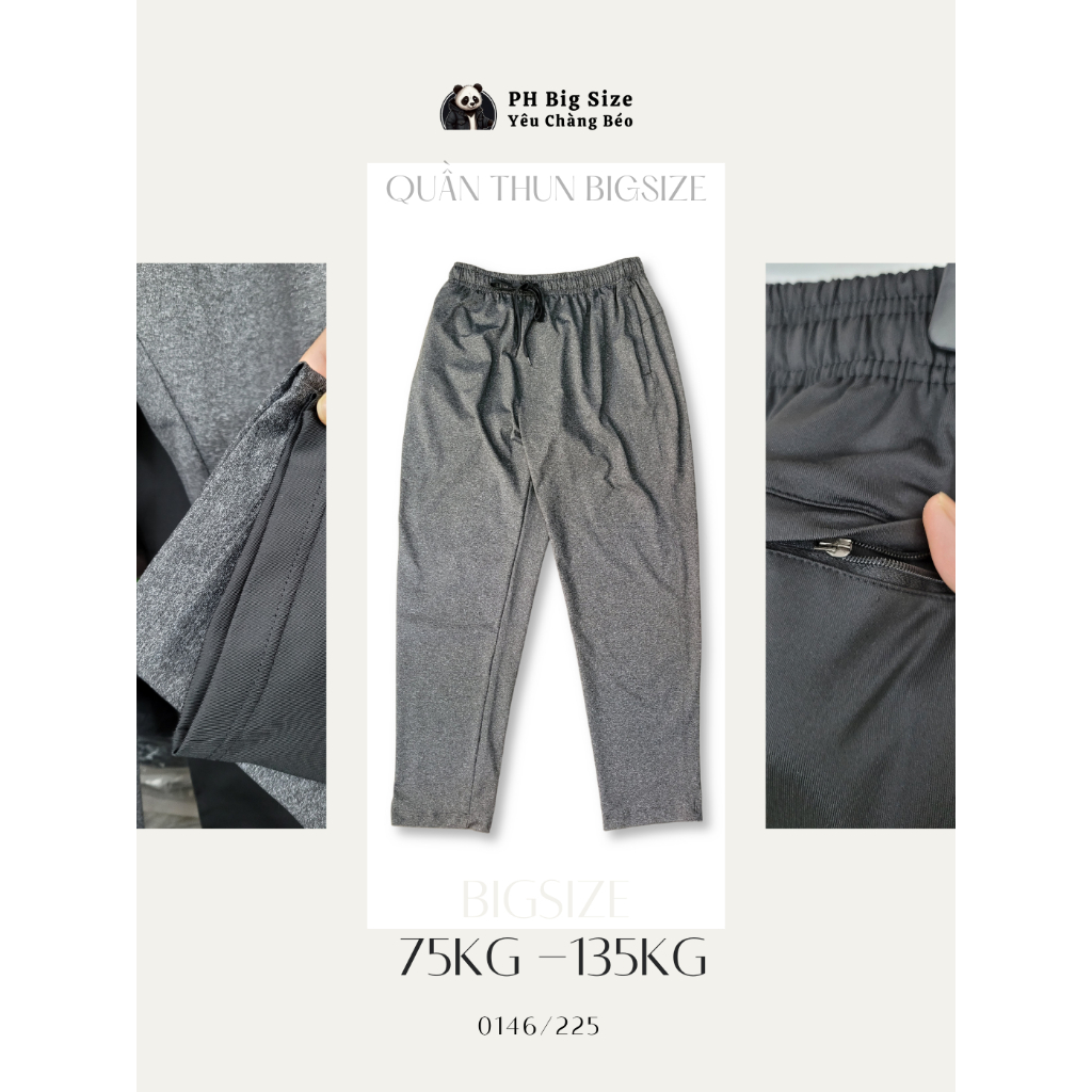 Big size 75kg - 135kg | Quần Dài Thun size lớn size to ngoai cỡ co giãn màu đen cho người béo | 0146