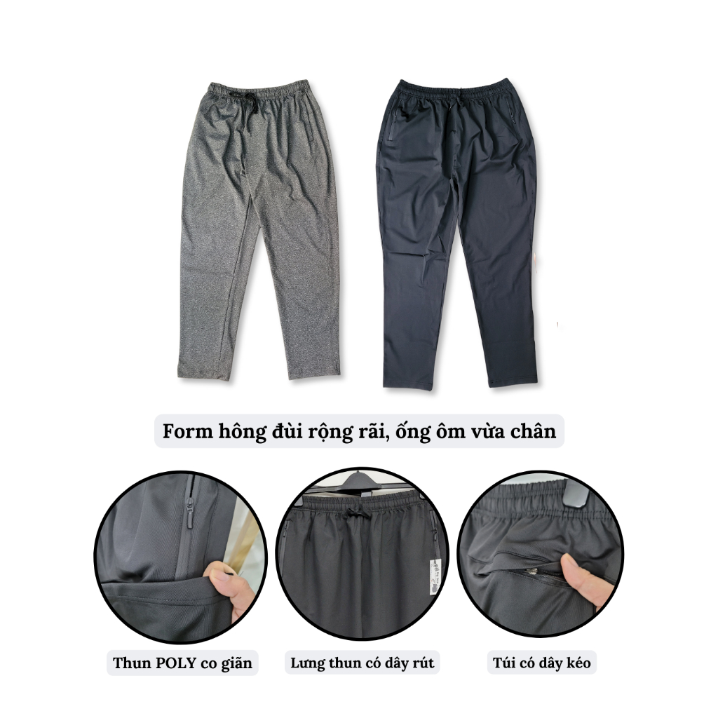 Big size 75kg - 135kg | Quần Dài Thun size lớn size to ngoai cỡ co giãn màu đen cho người béo | 0146