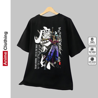 Áo thun nam nữ Anime Clothing One Piece Mihawk, màu đen, cotton co giãn, thoáng mát, Mihawk-01