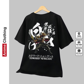 Áo thun nam nữ One Piece Râu Trắng, màu đen, cotton co giãn, thoáng mát, RauTrang-01 Anime Clothing