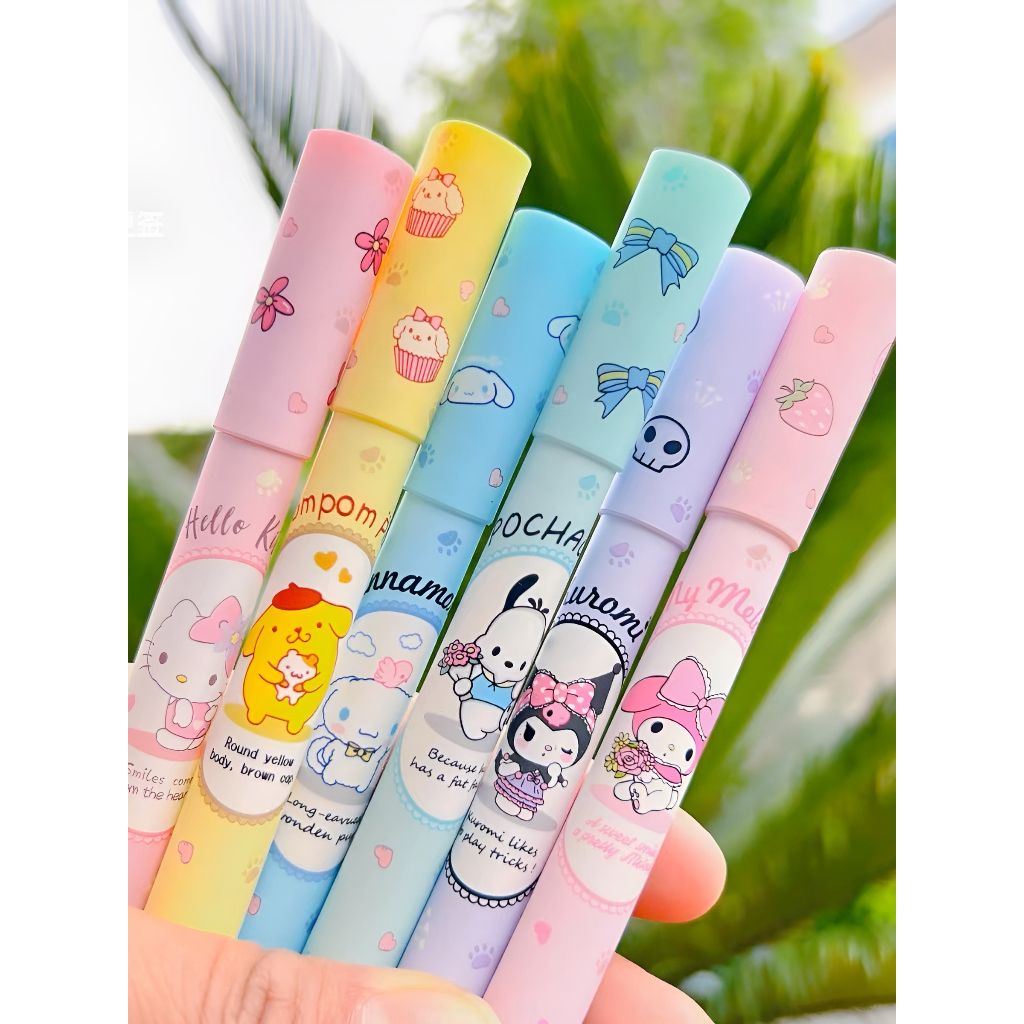 Bút Dạ Quang Highlight Pastel Set 6 Cây Nhớ Đánh Dấu Đồ Dùng Học Tập Kuromi VPHL15