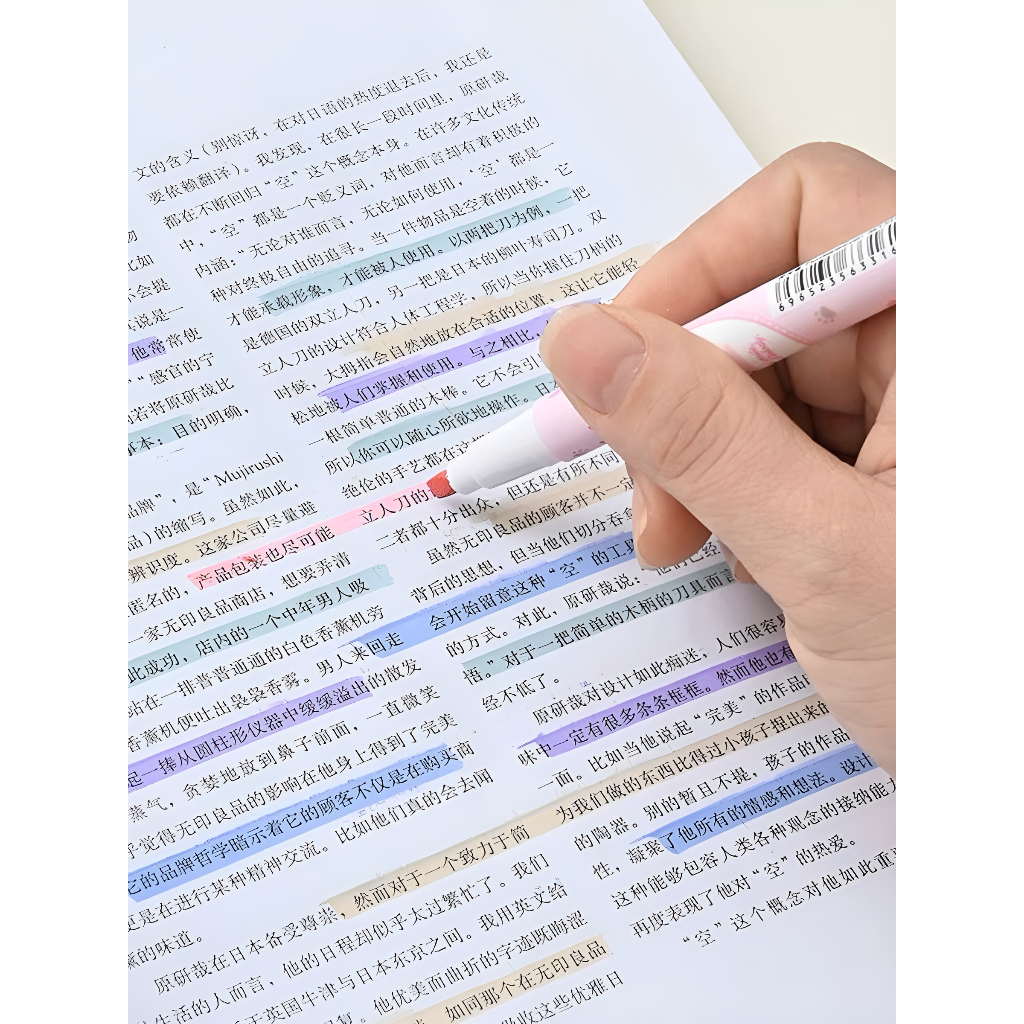 Bút Dạ Quang Highlight Pastel Set 6 Cây Nhớ Đánh Dấu Đồ Dùng Học Tập Kuromi VPHL15