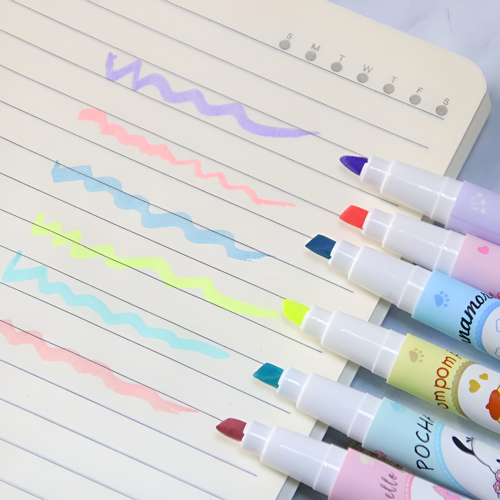Bút Dạ Quang Highlight Pastel Set 6 Cây Nhớ Đánh Dấu Đồ Dùng Học Tập Kuromi VPHL15