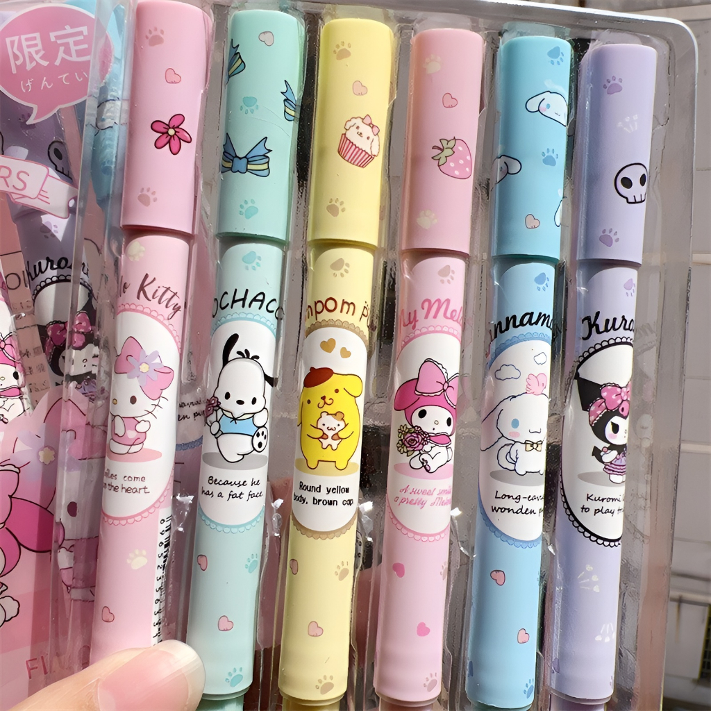 Bút Dạ Quang Highlight Pastel Set 6 Cây Nhớ Đánh Dấu Đồ Dùng Học Tập Kuromi VPHL15