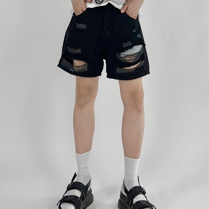 RIPPED V1 SHORTS - quần short jeans trên gối