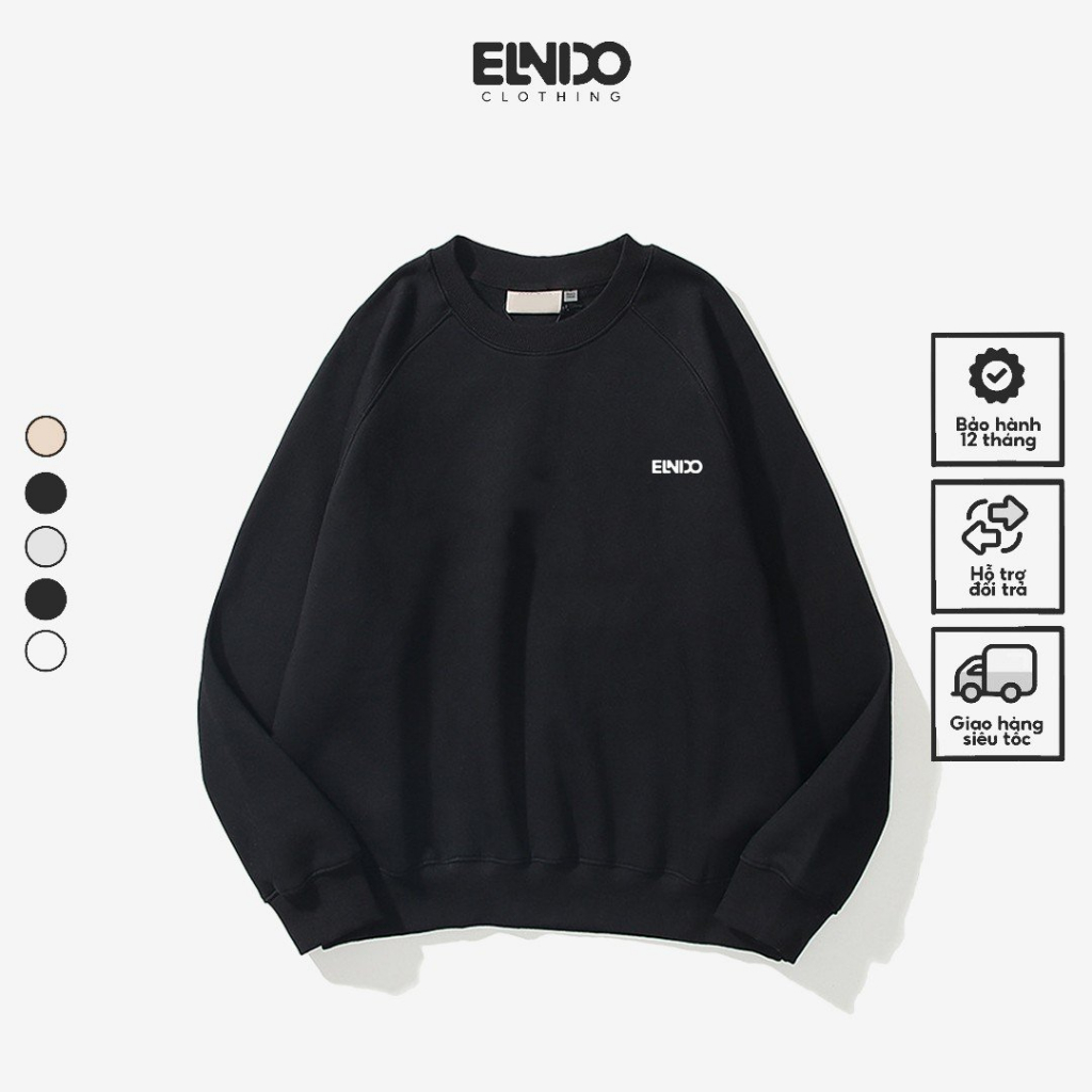 Áo Sweater Premium Nam Nữ Form Rộng Chất Nỉ Unisex Thời Trang Trẻ Trung ELNIDO