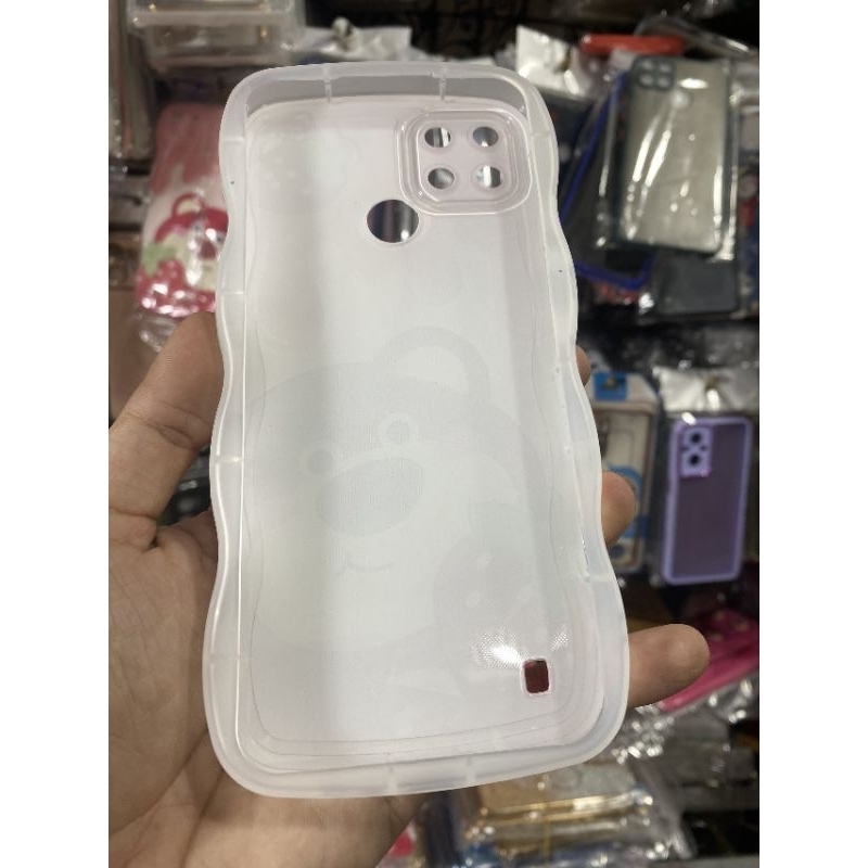 Ốp lưng Oppo Realme C21Y dẻo viền lượng sóng lưng in hình gấu dâu