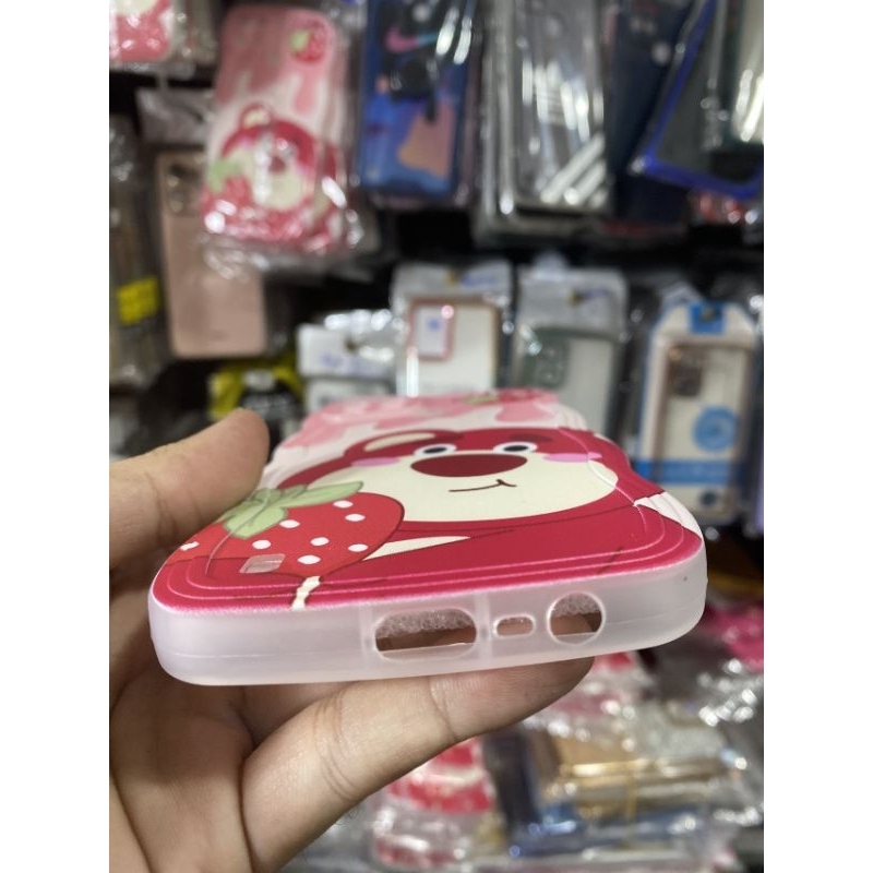 Ốp lưng Oppo Realme C21Y dẻo viền lượng sóng lưng in hình gấu dâu