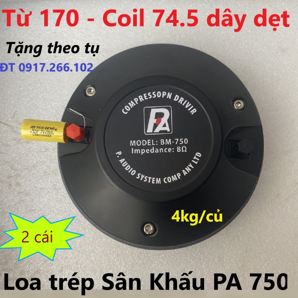 Bộ 2 Chiếc Loa Trép Công Xuất Lớn PA 750 Từ 17cm Coil 74.5mm Dây Dẹp Cao Cấp - Giá 2 Củ Treble Rời