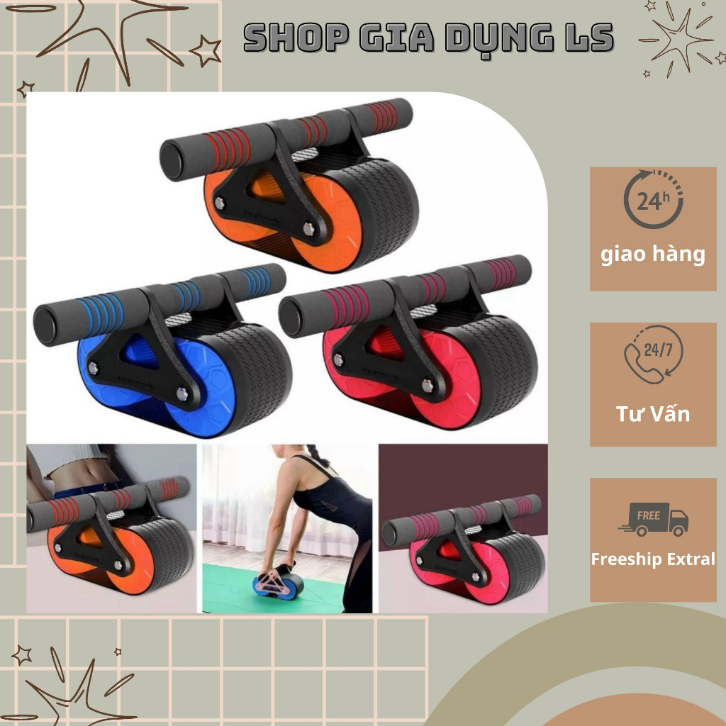 Con Lăn Tập Cơ Bụng. Máy Tập Cơ Bụng Có 2 Bánh Sử Dụng Công Nghệ Mới. Có Phanh Lò Xo Trợ Lực,kèm miếng lót gối