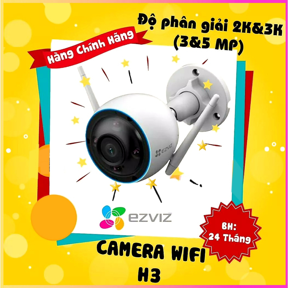 Camera WiFi EZVIZ H3 5MP (3K) thông minh, đàm thoại 2 chiều có màu ban đêm, Hàng chính hãng