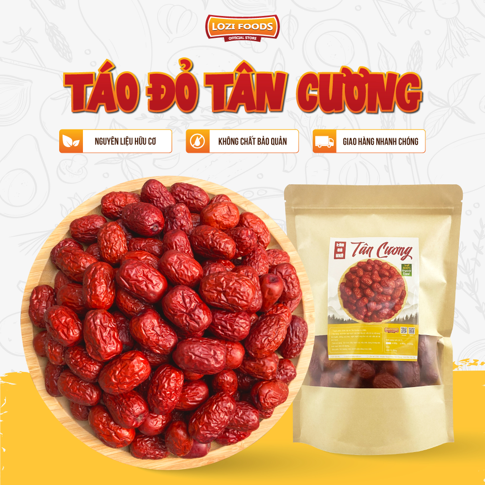 Táo Đỏ Tân Cương Sấy Khô Hữu Cơ Túi 1Kg (Táo Đỏ Loại 1 Hàng Nhập Khẩu)
