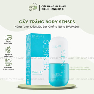 Kem body trắng da senses white, kem body dưỡng trắng da dưỡng ẩm da mờ thâm sạm mua 1 tặng 2 gói tắm trắng