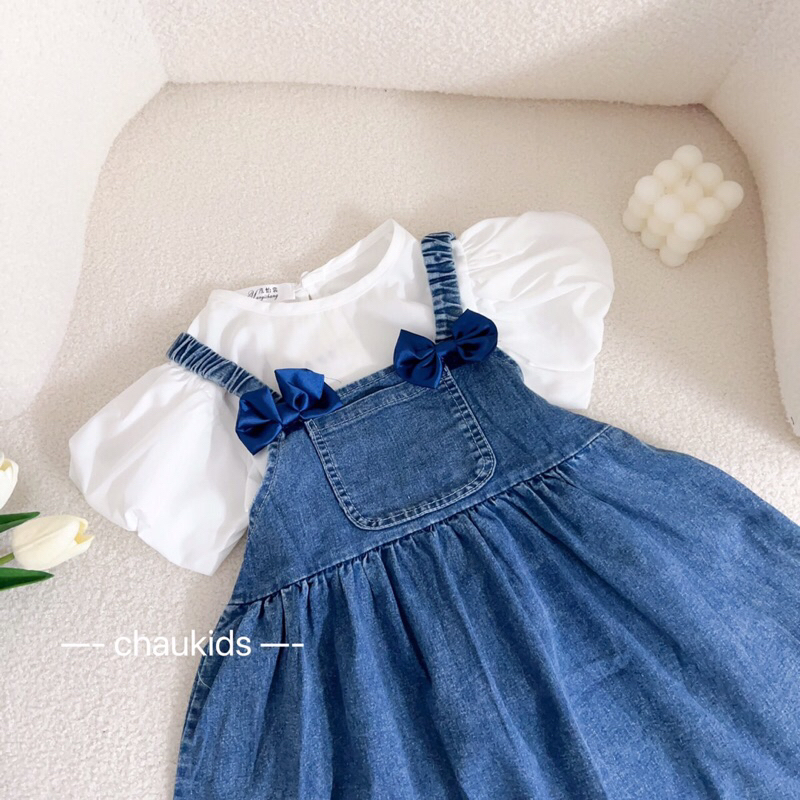 Váy yếm bò xinh xắn cho bé gái