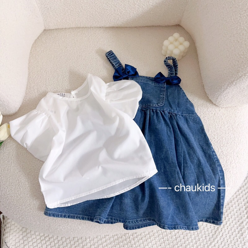 Váy yếm bò xinh xắn cho bé gái