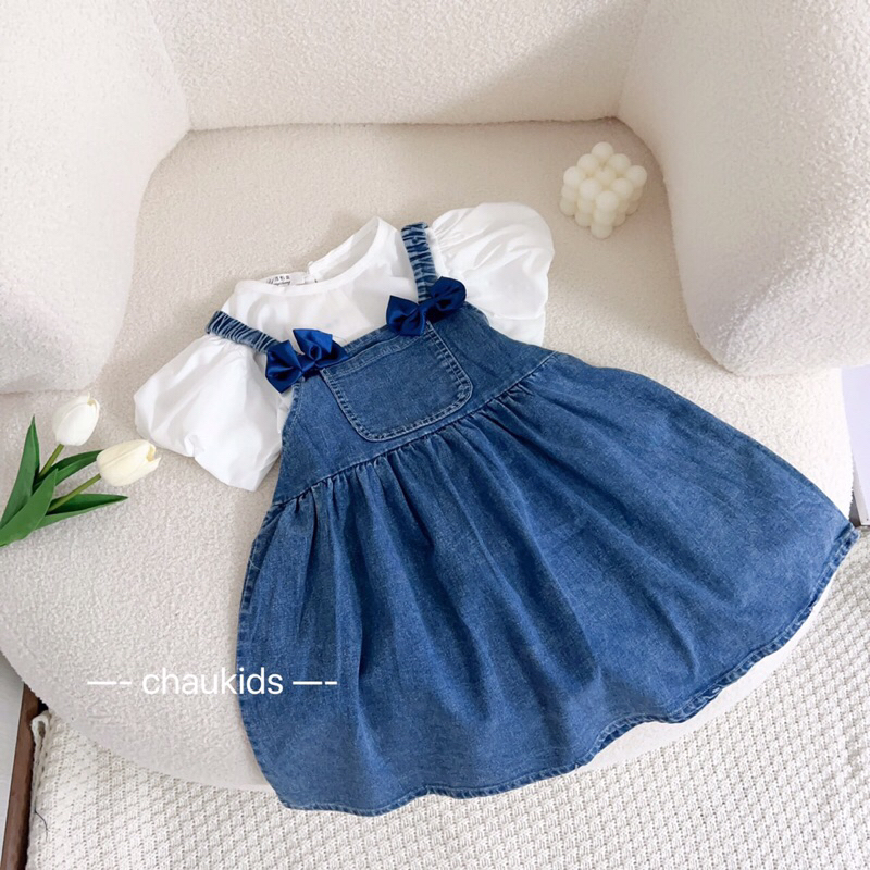 Váy yếm bò xinh xắn cho bé gái