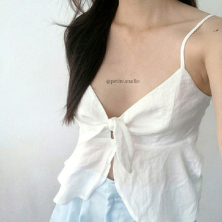 Áo hai dây croptop Peplum lụa dáng xoè basic phong cách hàn quốc
