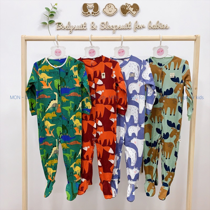 Sleepsuit N.EXT bộ body dài tay hàng xuất dư xịn, có bo gấu tay, bao tay lật cho bé trai