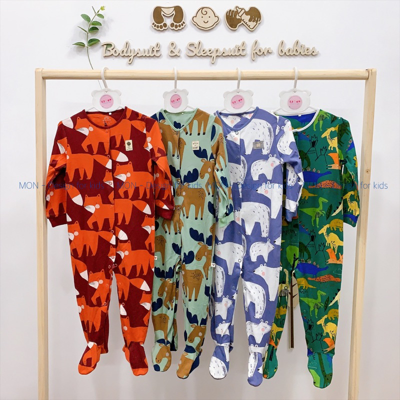 Sleepsuit N.EXT bộ body dài tay hàng xuất dư xịn, có bo gấu tay, bao tay lật cho bé trai