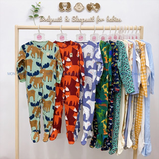 (Chọn mẫu) (0-24m) Sleepsuit N.EXT bộ body dài tay hàng xuất dư xịn, có bo gấu tay, bao tay lật cho bé trai