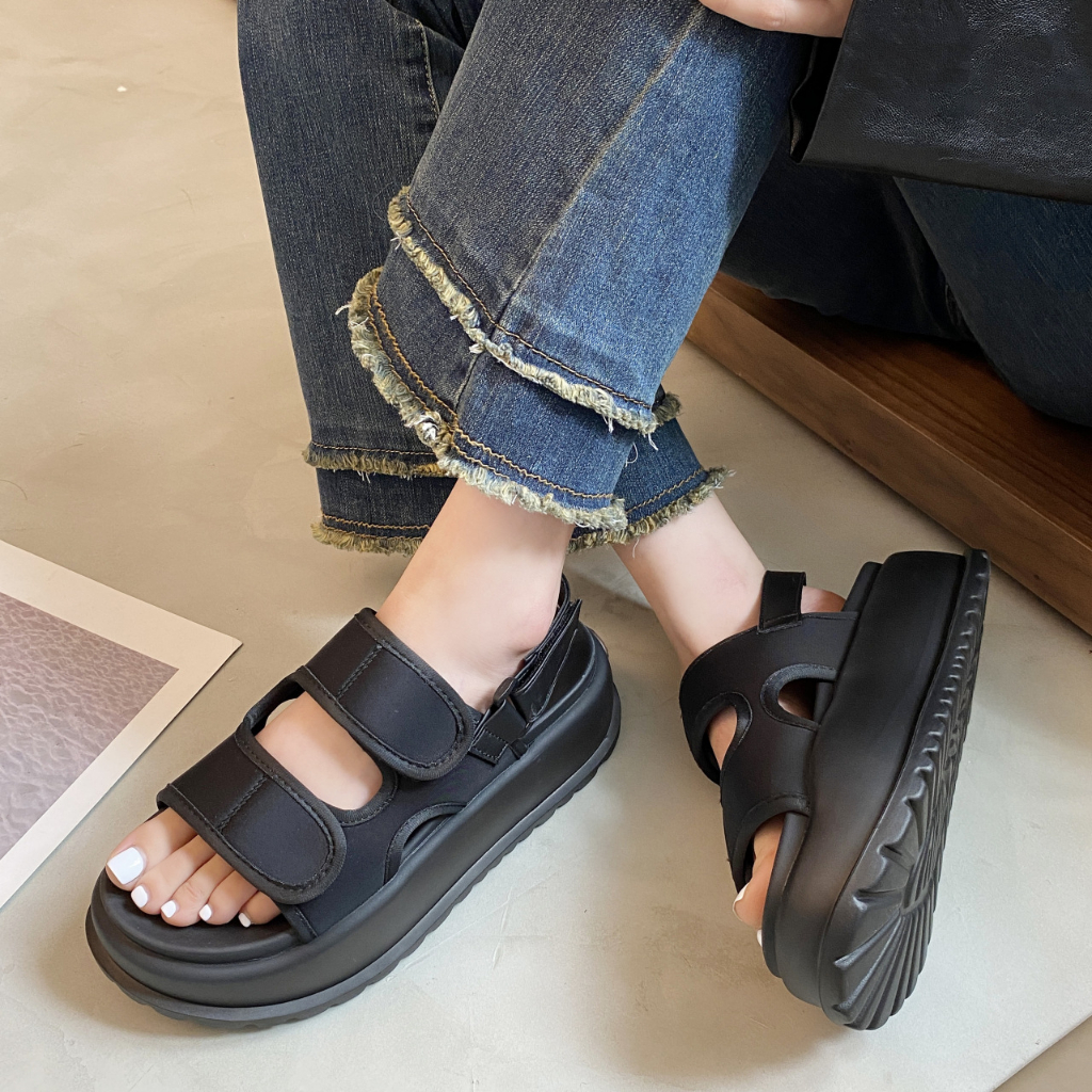 Dép sandal ulzzang nịnh chân 7Black - phong cách HQ độn đế 6cm