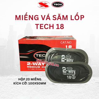 Miếng vá săm ô tô, xe máy Tech 18 hộp 20 miếng (Dạng oval, 100x50mm)