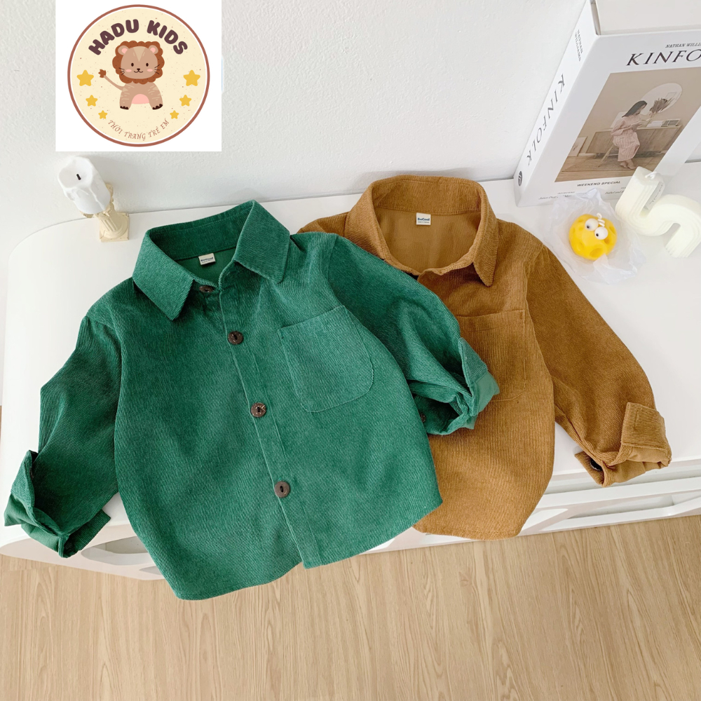Áo sơ mi bé trai, áo sơ mi cho bé dài tay phong cách hàn quốc, chất NHUNG TĂM,fom rộng,đường may đẹp - HADU KIDS 11-27kg