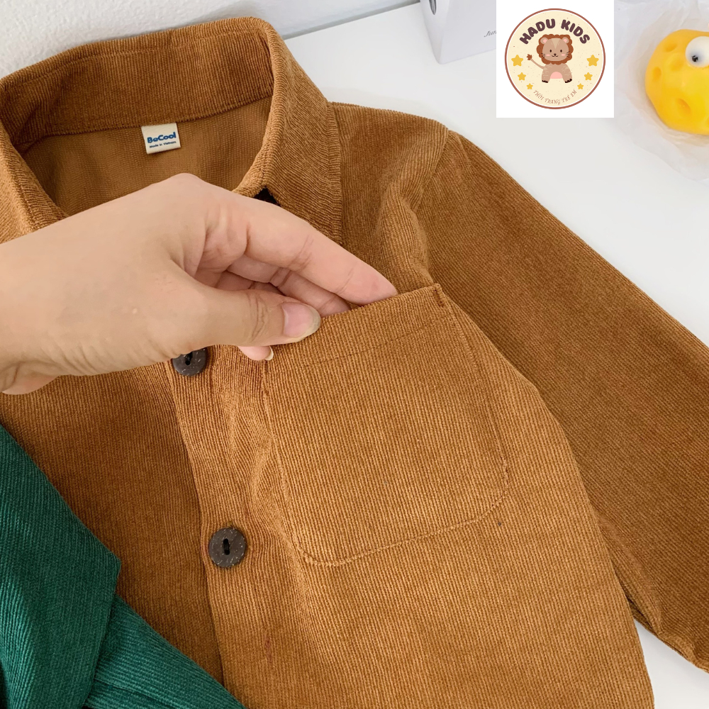 Áo sơ mi bé trai, áo sơ mi cho bé dài tay phong cách hàn quốc, chất NHUNG TĂM,fom rộng,đường may đẹp - HADU KIDS 11-27kg