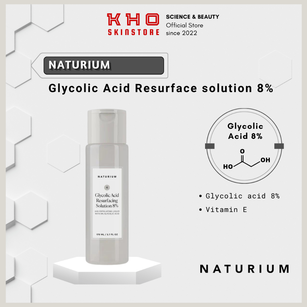 Naturium Nước cân bằng tẩy da chết căng bóng da Glycolic Acid Resurface Solution 8%