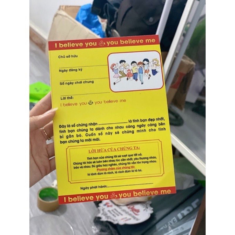 Sổ chứng nhận tình yêu, tình bạn - Bạc Công Danh
