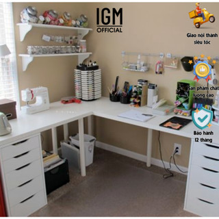 ( Có Thiết Kế Riêng) Bàn IKEA Chữ L 2 tủ Chất Liệu Gỗ MDF Phủ Melamine Cao Cấp Phong Cách Hiện Đại