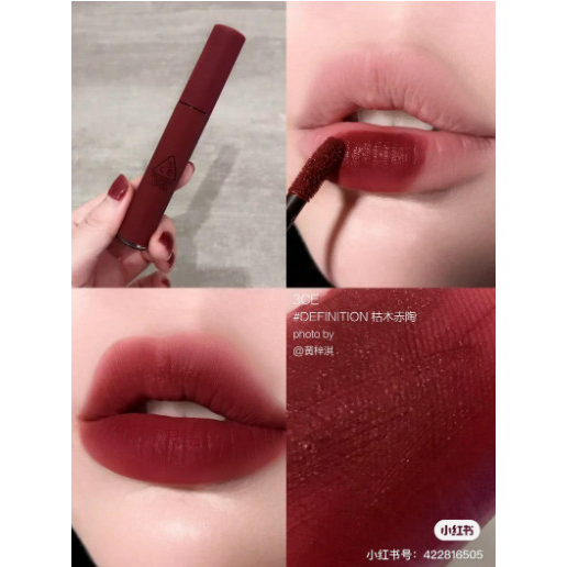 Son Kem 3CE Velvet Lip Tint Childlike Taupe Speak up Walk n talk Definition Bitter hour Like Gentle- Huyenmio