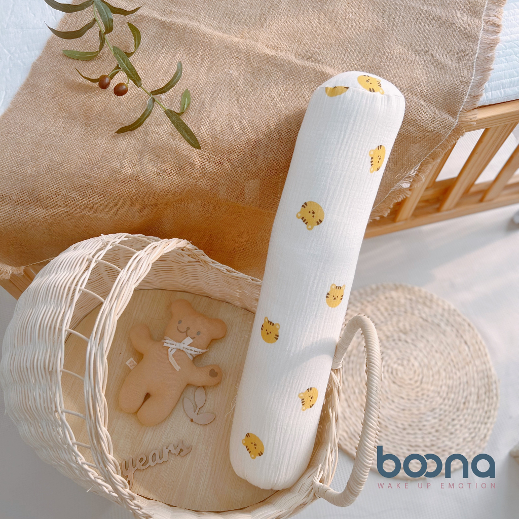 Gối Ôm Cho Bé, Gối Dài Siêu Mềm Vải Xô Muslin Hãng Boona Cho Trẻ Em