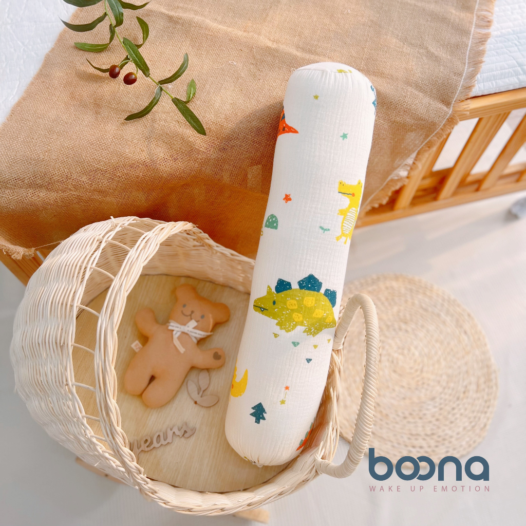 Gối Ôm Cho Bé, Gối Dài Siêu Mềm Vải Xô Muslin Hãng Boona Cho Trẻ Em