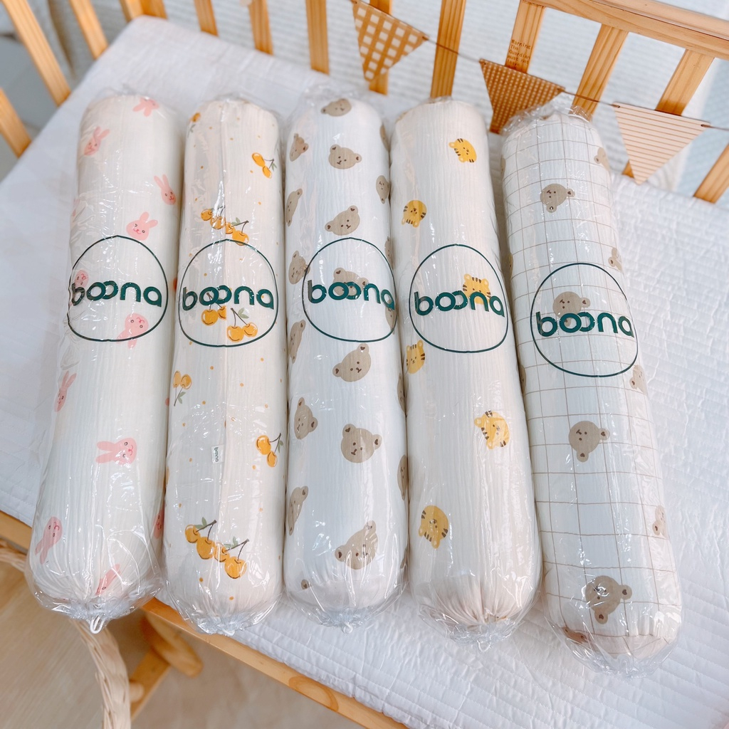 Gối Ôm Cho Bé, Gối Dài Siêu Mềm Vải Xô Muslin Hãng Boona Cho Trẻ Em