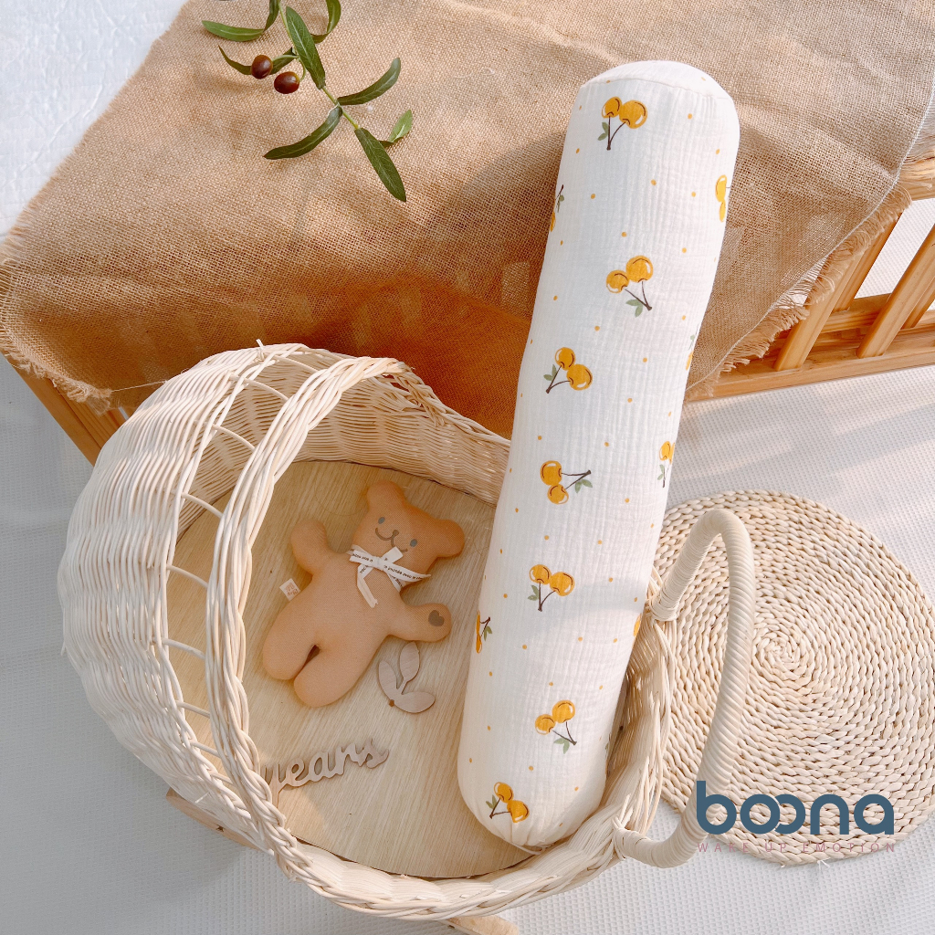 Gối Ôm Cho Bé, Gối Dài Siêu Mềm Vải Xô Muslin Hãng Boona Cho Trẻ Em