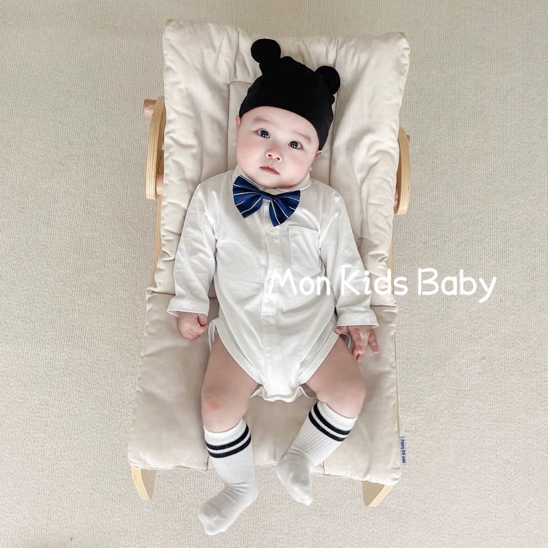 Body công tử kèm mũ nơ cho bé trai 3-12kg đồ bộ liền thân cho bé đồ mặc đầy tháng cho bé