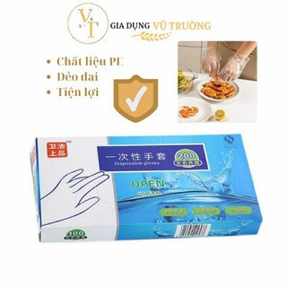 Hộp 200 đôi găng tay nilon siêu dai dùng một lần