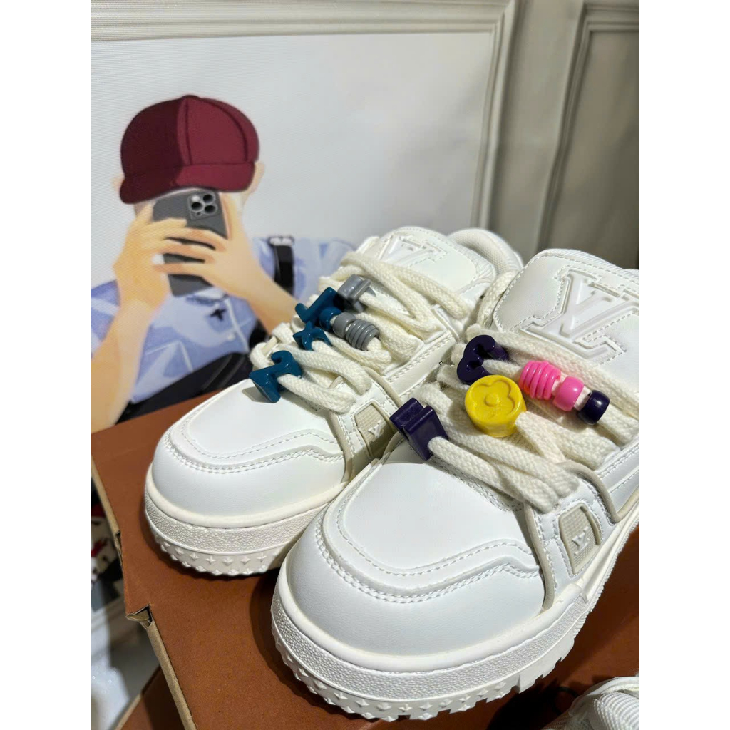Giày thể thao Lv charm sticker SC fullbox , Giày sneaker lv trắng độn đế dành cho Nam Nữ Siêu hot hít