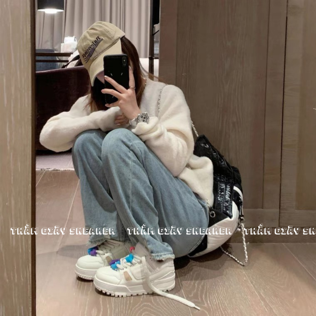 Giày thể thao Lv charm sticker SC fullbox , Giày sneaker lv trắng độn đế dành cho Nam Nữ Siêu hot hít