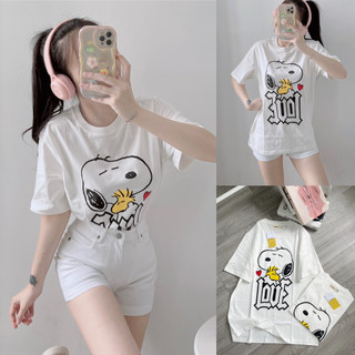 Áo thun tay ngắn cổ tròn snoopy dễ thương