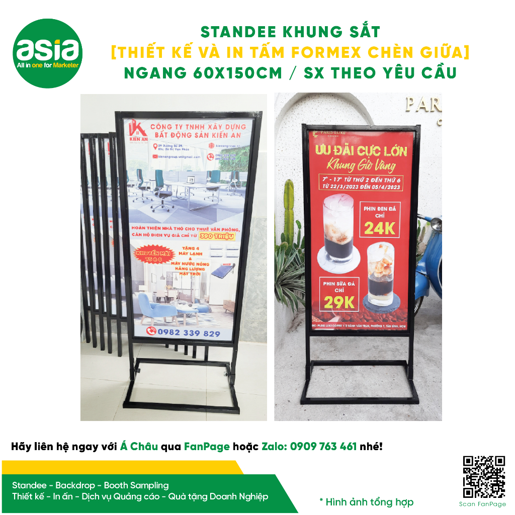 Standee khung sắt Ngang 60cm x Cao 150cm